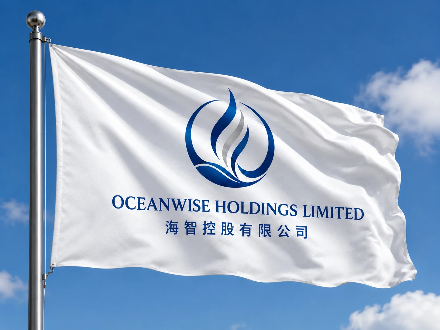 Haizhi Holdings Co., Ltd. brand flag, displaying blue graphic logo and company name in Chinese and English