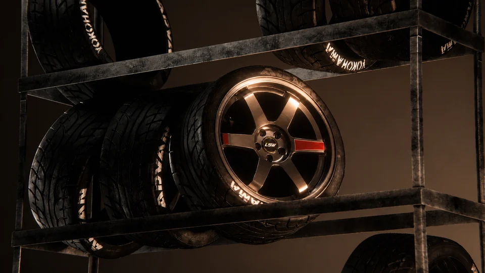 Bronze LSW six-spoke forged wheel display