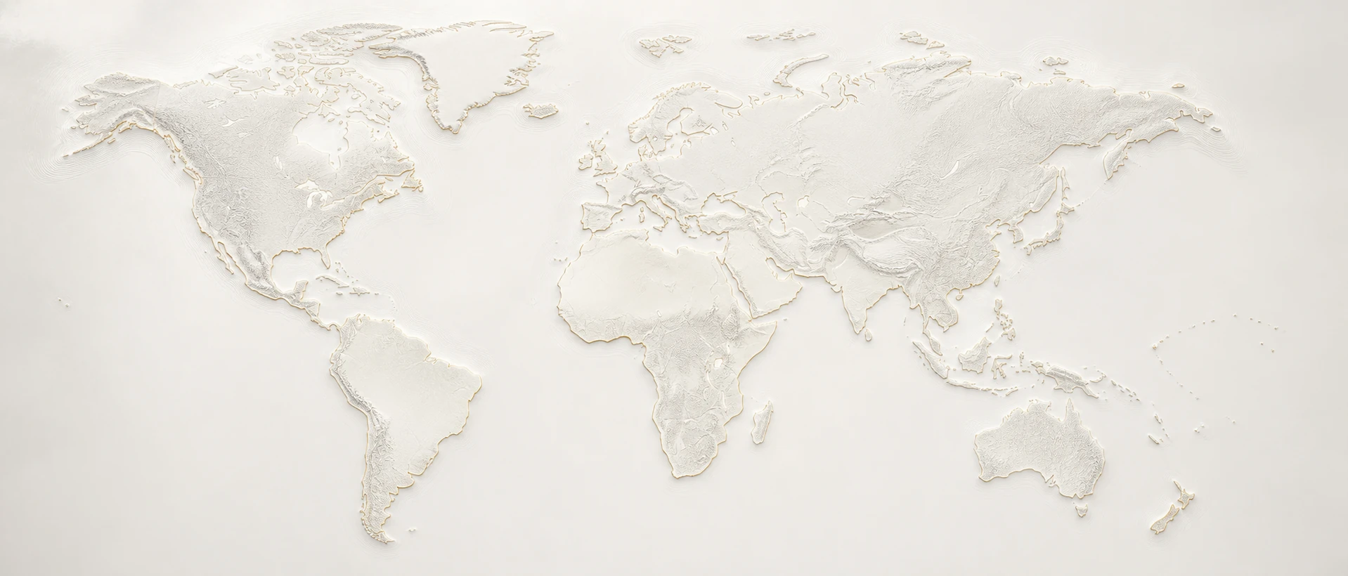 Warm white relief texture LSW global cooperation world map